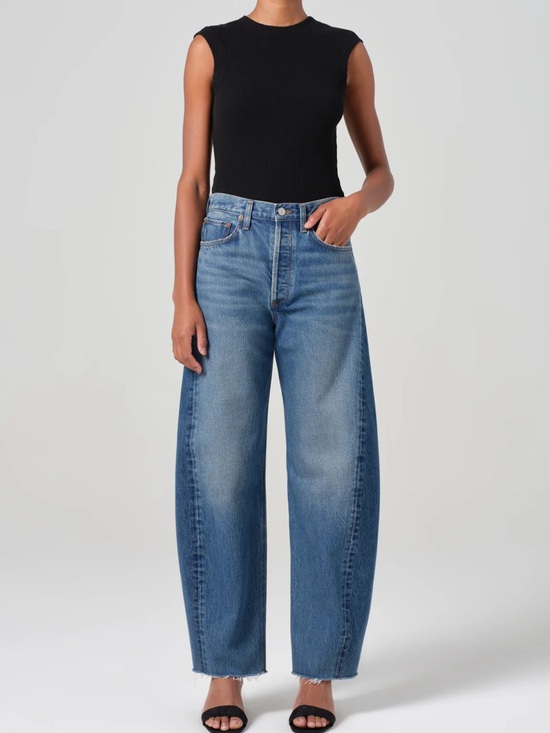Agolde Denim - AGOLDE Luna Pieced High Rise Barrel Jeans Split Wash 28